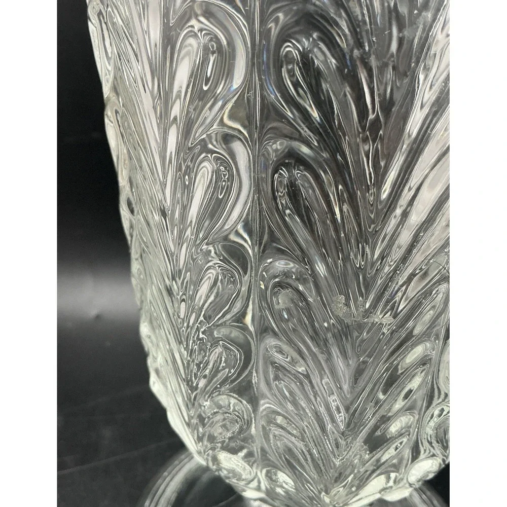 Vintage E. O. Brody Co M5200 Crystal Clear Glass Footed Vase 9